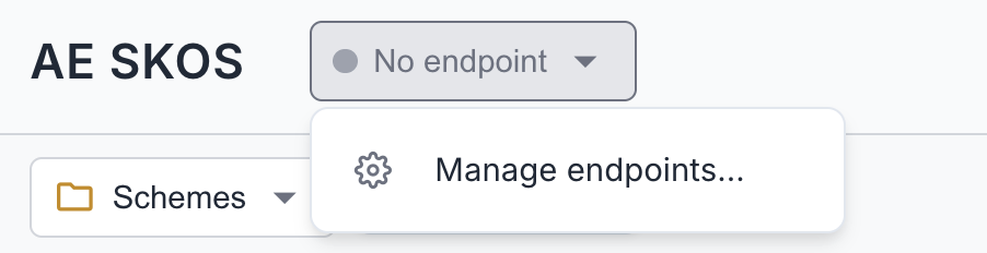 Endpoint dropdown showing the Manage endpoints option