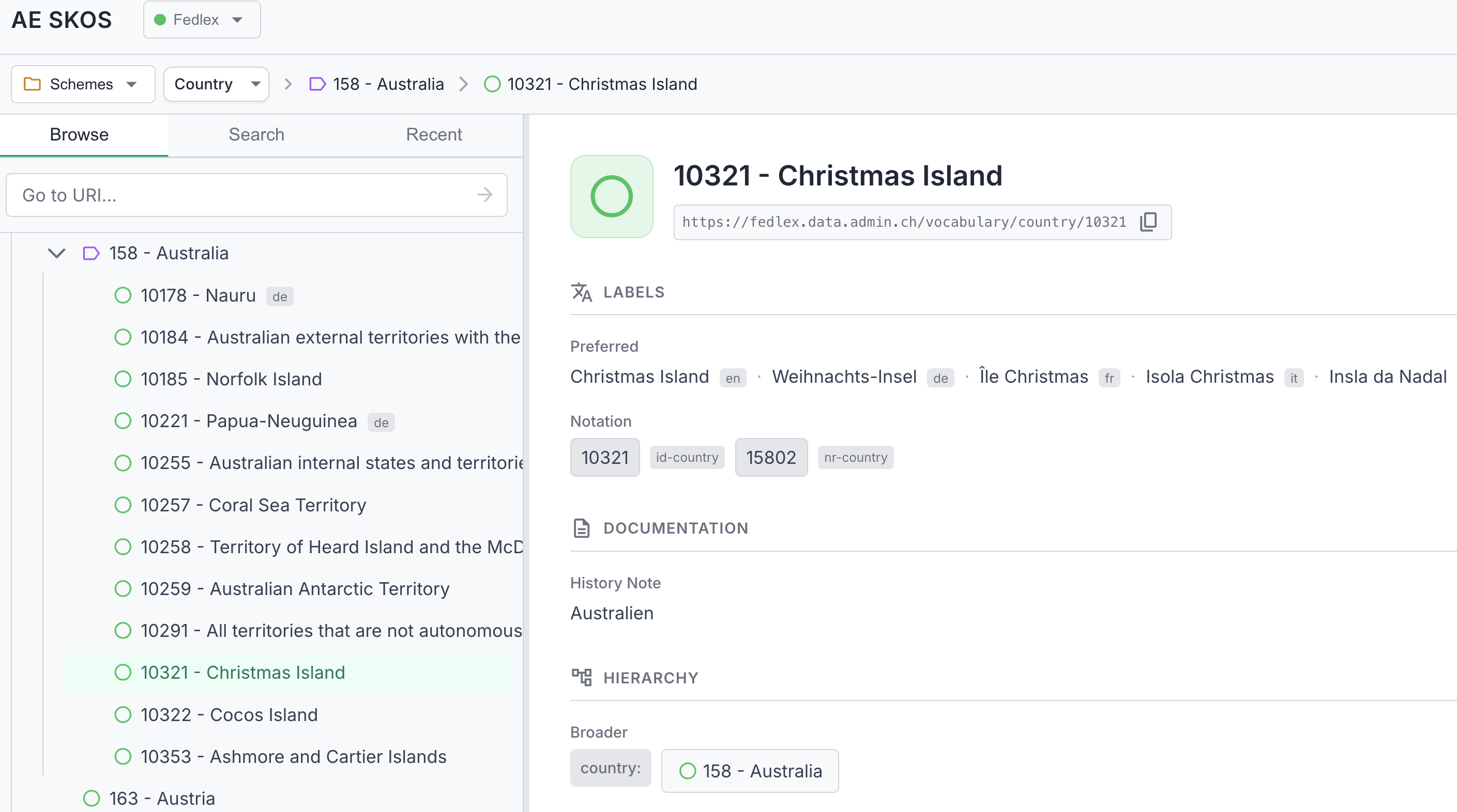 Concept details panel