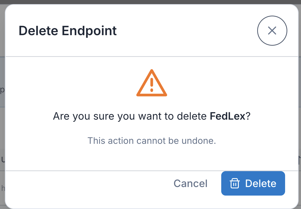 Delete confirmation dialog