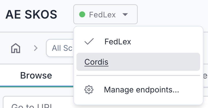 Switching endpoints via header dropdown