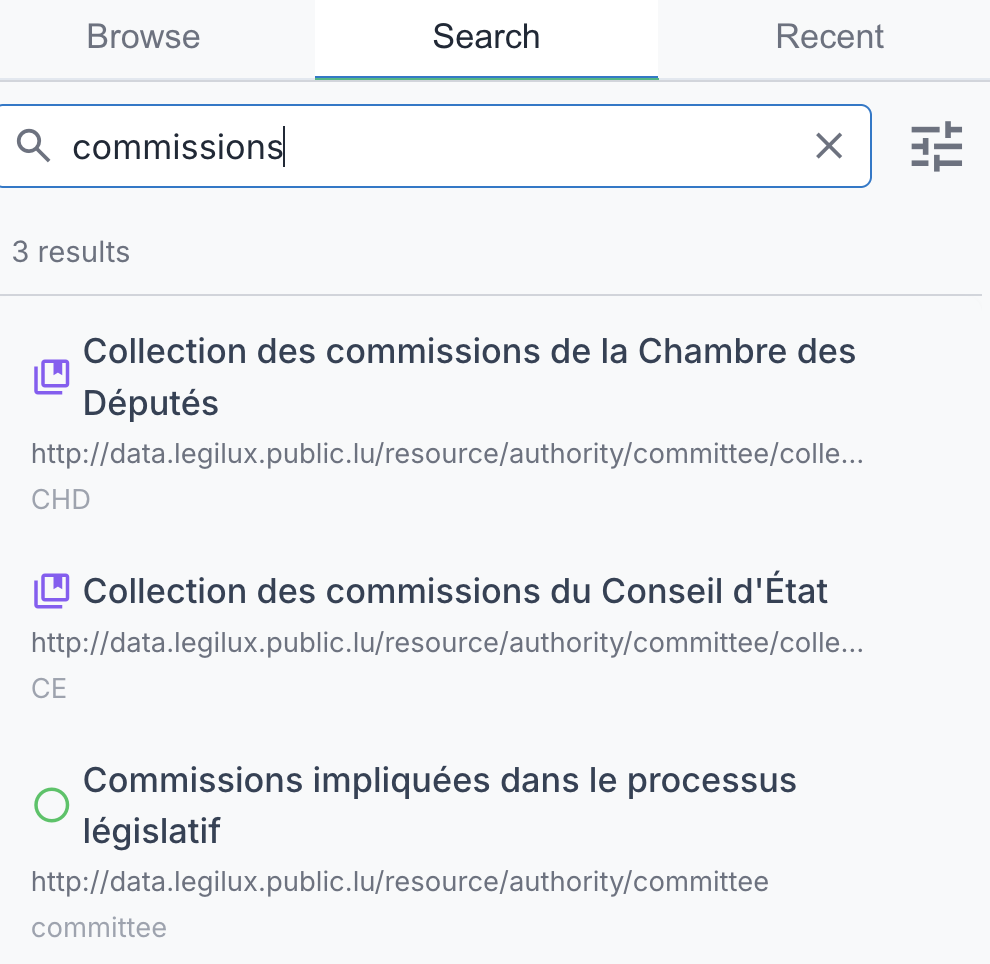 Search panel with input and results