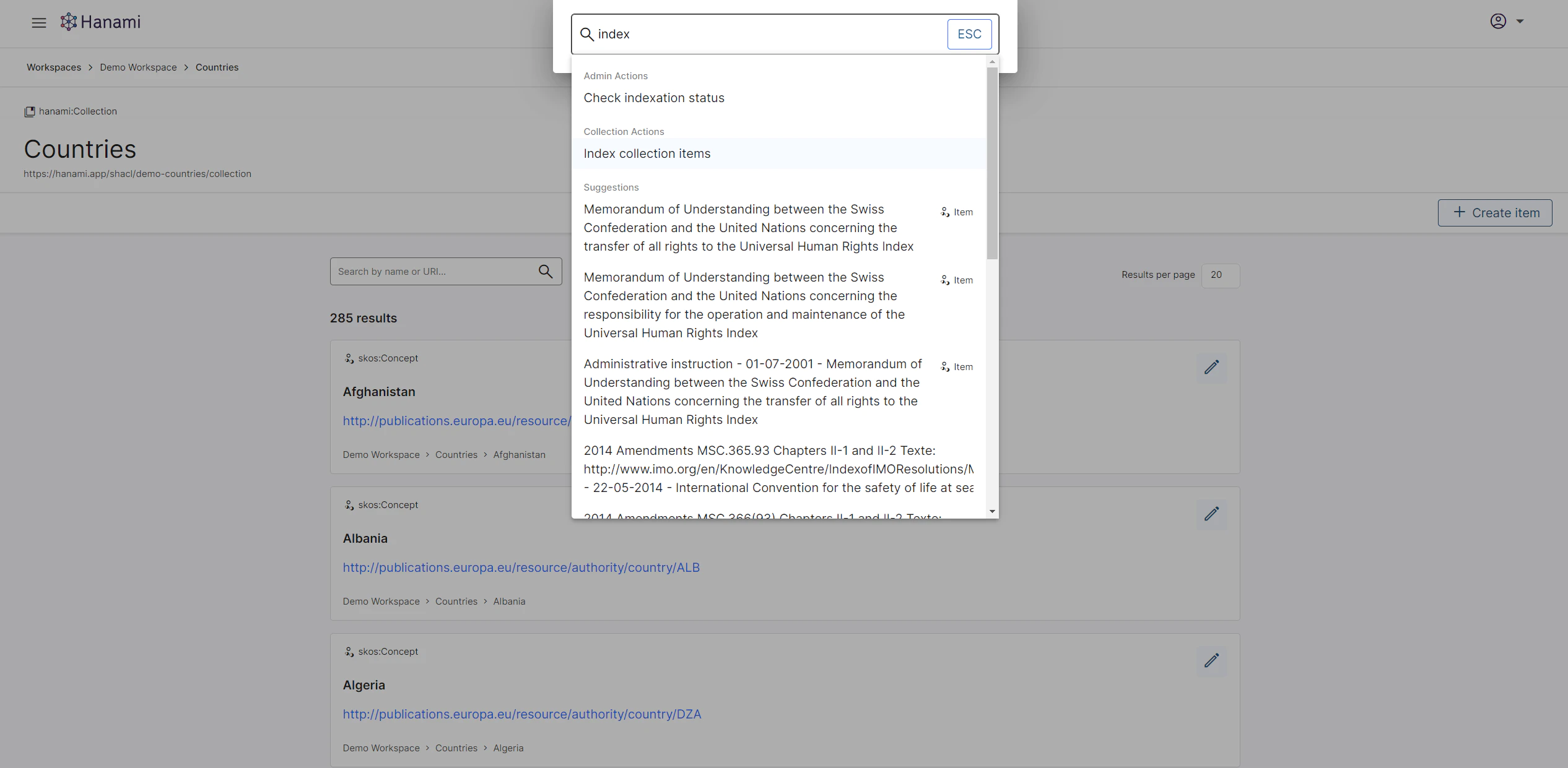 fig 8a: start indexing a collection